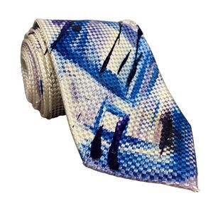 Imani Uomo‎ Tie Men's 61x3.25 White Painted Unique Rare Medallion Signed Unique!